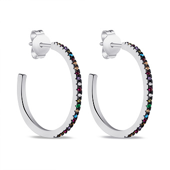 Серебряные серьги-кольца с альпинитами (арт. 7518/5783/25а)