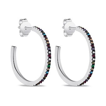 Серебряные серьги-кольца с альпинитами (арт. 7518/5783/25а)