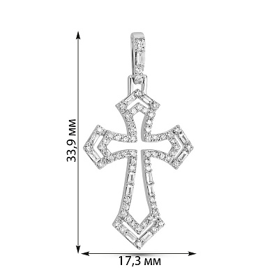 Хрестик з білого золота з діамантами (арт. П341675050б)