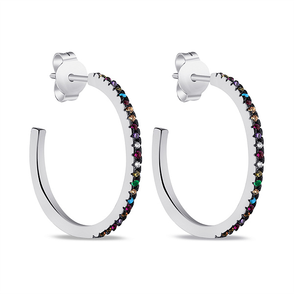 Серебряные серьги-кольца с альпинитами (арт. 7518/5783/25а) – изображение 1