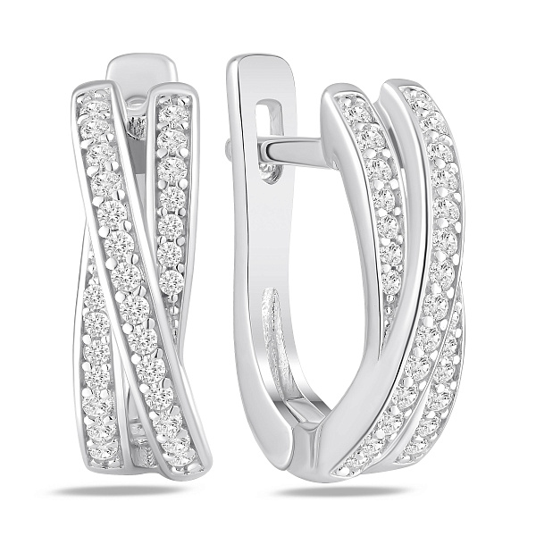 Серебряные серьги с дорожкой из фианитов (арт. 7502/10461) – изображение 1