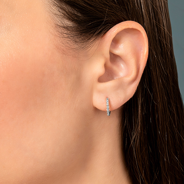 Золотые серьги-кольца с бриллиантами (арт. 2106552202) – изображение 2