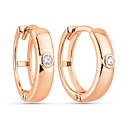 Сережки-кольца из красного золота с фианитами (арт. 110665)