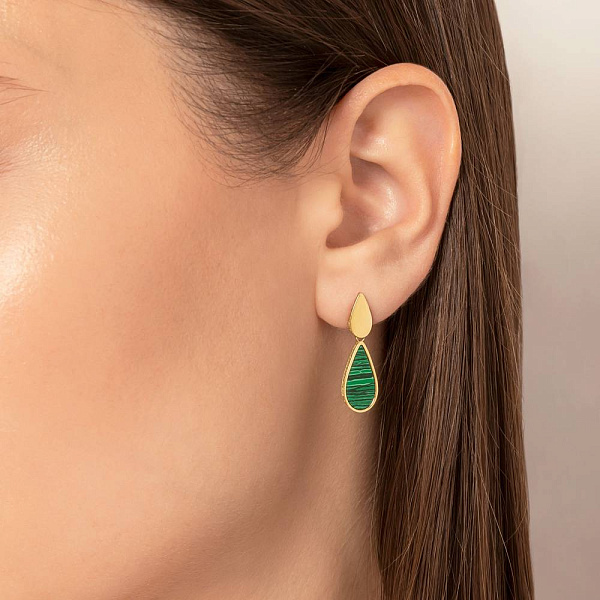 Золотые серьги Francelli с малахитом (арт. 1091686жмлх) – изображение 3