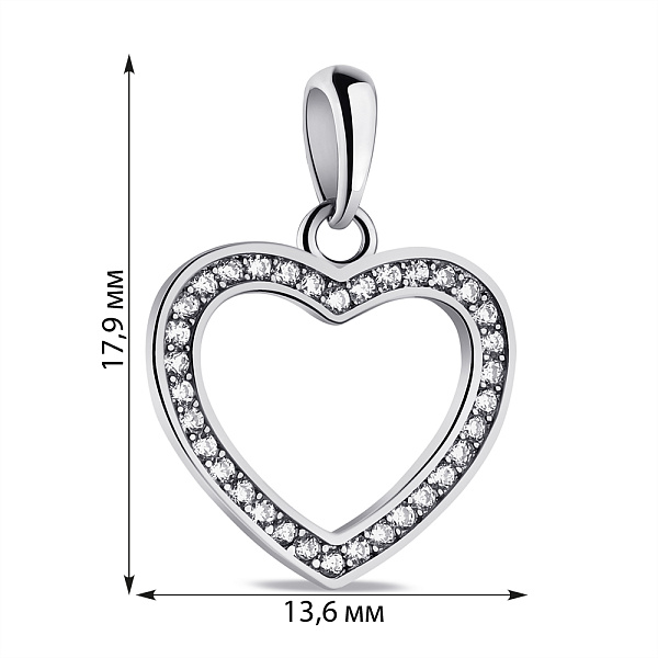 Серебряный кулон Сердце с фианитами (арт. 7503/3909) – изображение 2