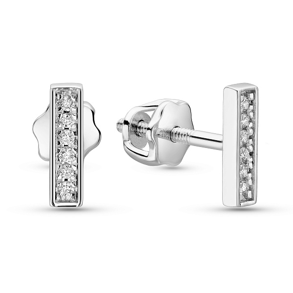 Сережки-пусети з білого золота з діамантами (арт. Т011136005б) – зображення 1