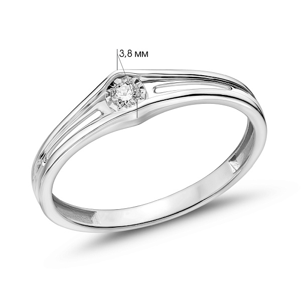 Кольцо из белого золота с бриллиантом (арт. К011426005б) – изображение 5