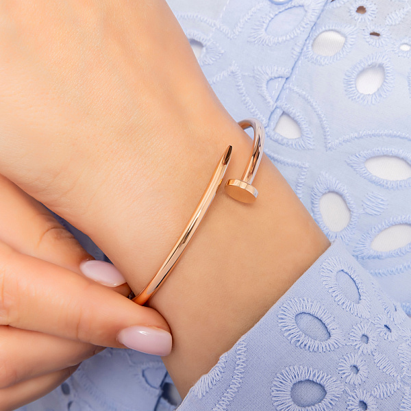 Жесткий браслет из красного золота в форме гвоздя (арт. 324898) – изображение 2