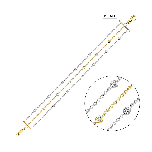 Браслет з жовтого і білого золота з фіанітами (арт. 326543жб) – зображення 4