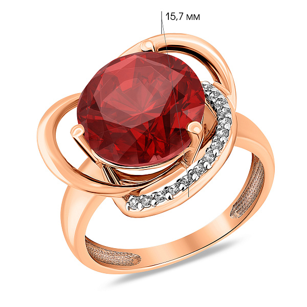 Кольцо из красного золота с кварцем (арт. 140697ПкГ) – изображение 2