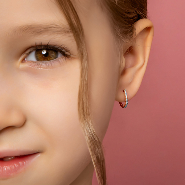 Сережки з червоного золота з фіанітами (арт. 110850) – зображення 4