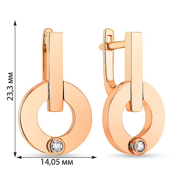 Сережки з червоного золота з фіанітами (арт. 108318) – зображення 2
