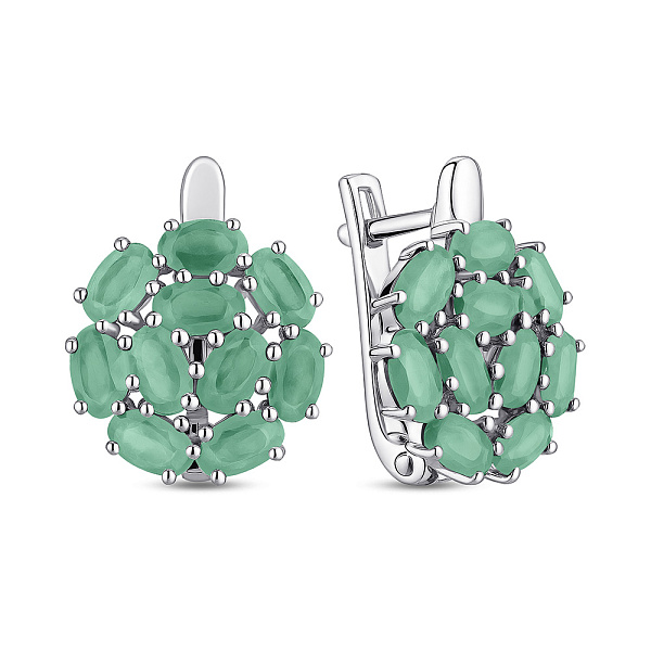 Серебряные серьги с изумрудами (арт. 7502/2042389Изм) – изображение 1