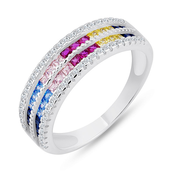 Серебряное кольцо с альпинитами и фианитами (арт. 7501/6776ацв) – изображение 1