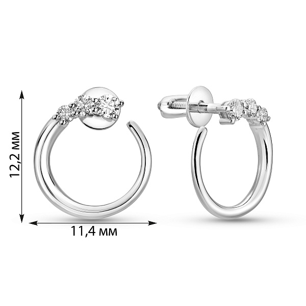 Сережки з білого золота з діамантами (арт. Т011389015б) – зображення 4