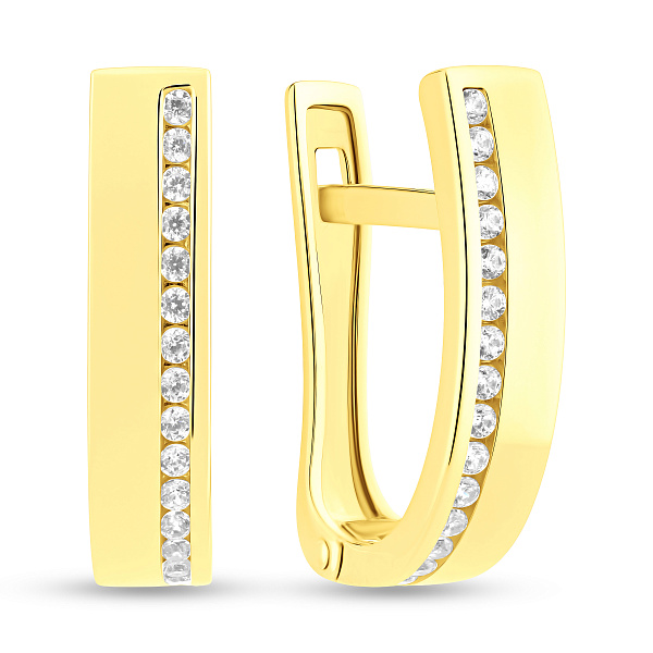 Сережки з жовтого золота з доріжкою з фіанітів (арт. 110485ж) – зображення 4