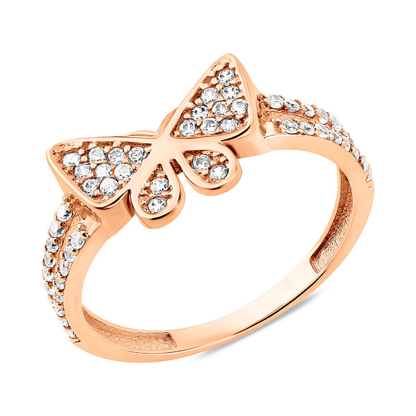 Золотое кольцо Бабочка с фианитами (арт. 156441) – изображение 1