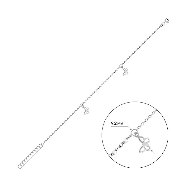 Золотий браслет на ногу метелики з фіанітами (арт. 325665бн) – зображення 2