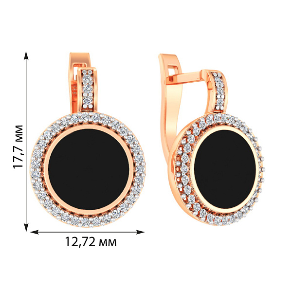 Золоті сережки Лýна з емаллю і фіанітами (арт. 110426е) – зображення 2