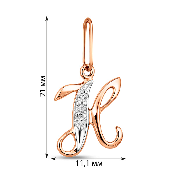 Золотая подвеска Буква Н с фианитами (арт. 440294) – изображение 2