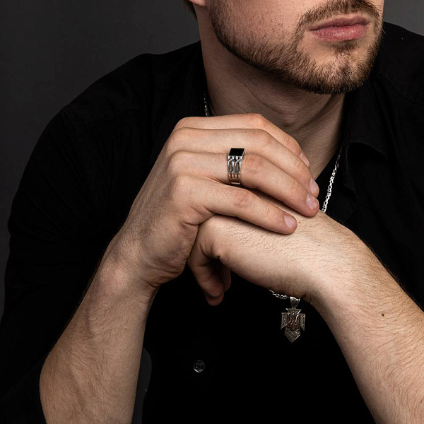 Серебряная печатка с ониксом (арт. 7906/0669.10о) – изображение 4