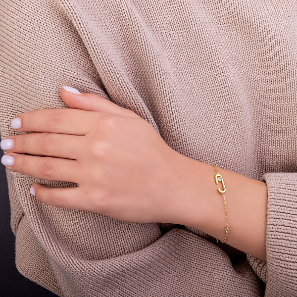 Браслет из желтого золота с фианитами (арт. 324357ж) – изображение 3