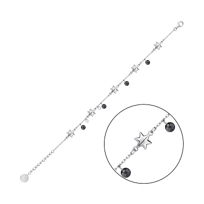 Браслет «Звезды» из серебра с черными фианитами (арт. 7509/2723ч)