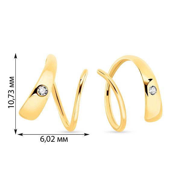 Серьги из желтого золота с одним фианитом (арт. 109149ж) – изображение 3