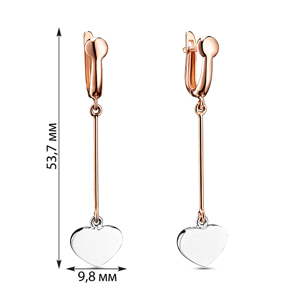Сережки-підвіски з комбінованого золота (арт. 104677кб) – зображення 2