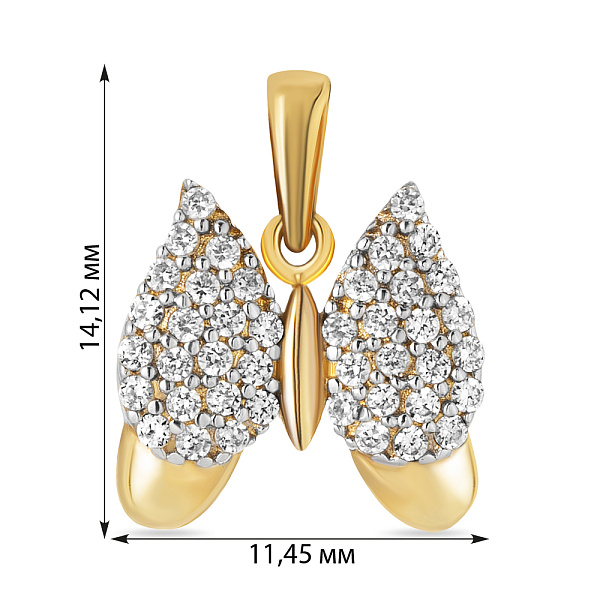 Золотий кулон Метелик з фіанітами (арт. 421754ж) – зображення 2