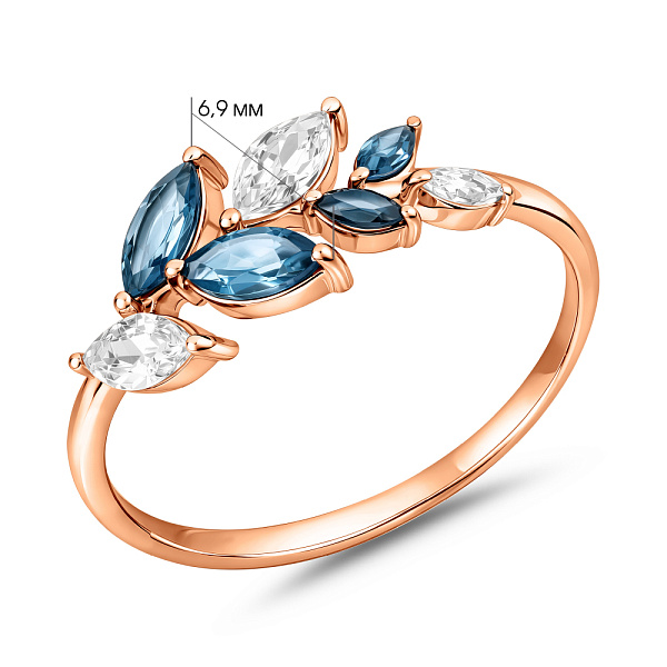 Золотое кольцо с топазом Лондон и фианитами (арт. 141248Пл) – изображение 5