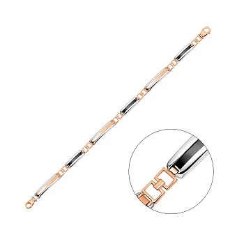 Чоловічий браслет з червоного і білого золота з оніксом (арт. 325621кбо)