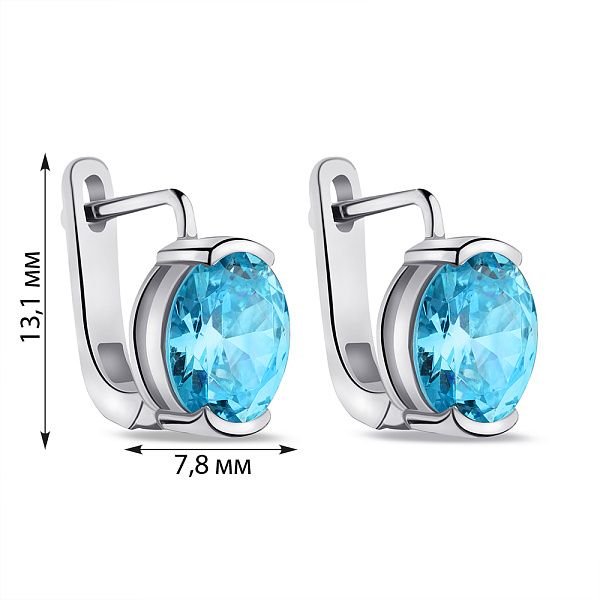 Серьги из серебра с голубыми фианитами (арт. 7502/СК2ФТ/378) – изображение 2