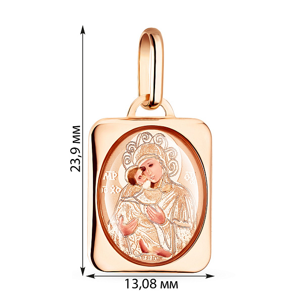 Ладанка из красного золота Божия Матерь «Владимирская» (арт. 421085В) – изображение 2