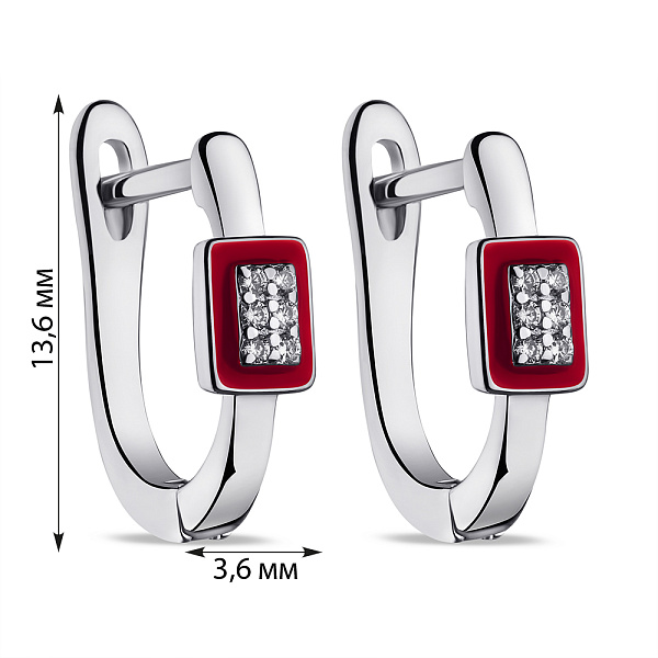 Серьги из серебра с эмалью и фианитами (арт. 7502/9496ек) – изображение 2