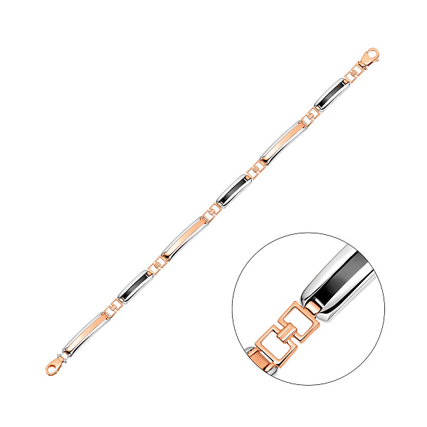 Чоловічий браслет з червоного і білого золота з оніксом (арт. 325621кбо) – зображення 1