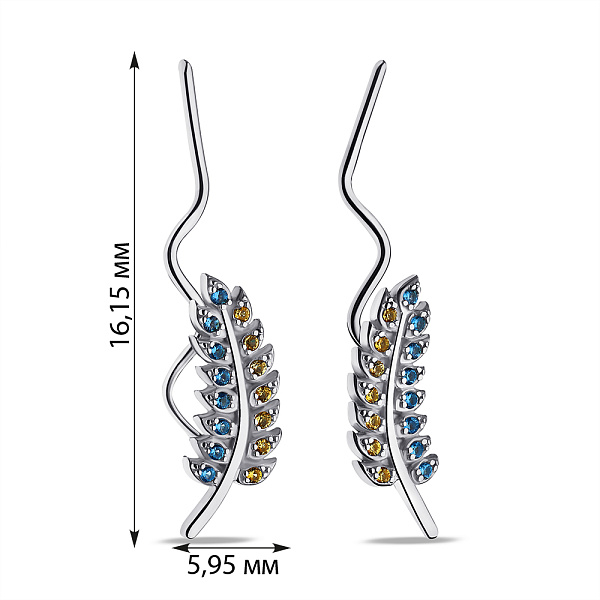 Серебряные серьги-клаймберы (арт. 7502/2075агж) – изображение 2