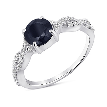 Серебряное кольцо с сапфиром и фианитами (арт. 7501/1930212Спс)