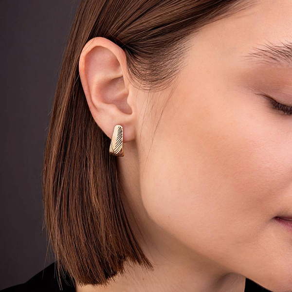 Золоті сережки з алмазною гранню (арт. 1091286) – зображення 2