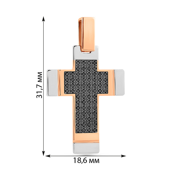 Золотой крестик с черными бриллиантами (арт. П011796020ч) – изображение 5