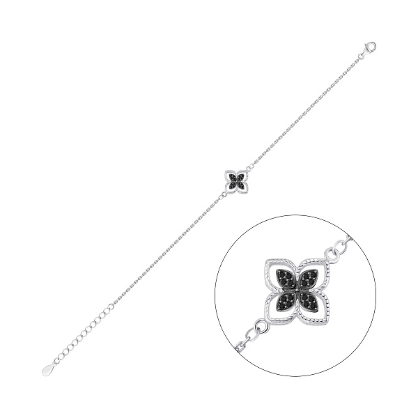 Срібний браслет Квітка з фіанітами (арт. 7509/5187/15ч) – зображення 1