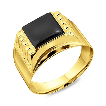 Печатка з жовтого золота з оніксом (арт. 180378жо)