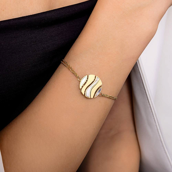 Золотий браслет Francelli з перламутром (арт. 326822жп) – зображення 2