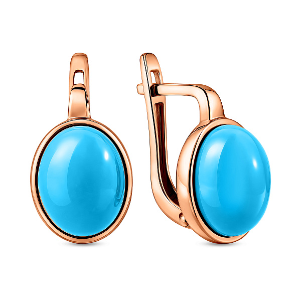 Сережки из красного золота с бирюзой (арт. 111146ПюГГ) – изображение 1