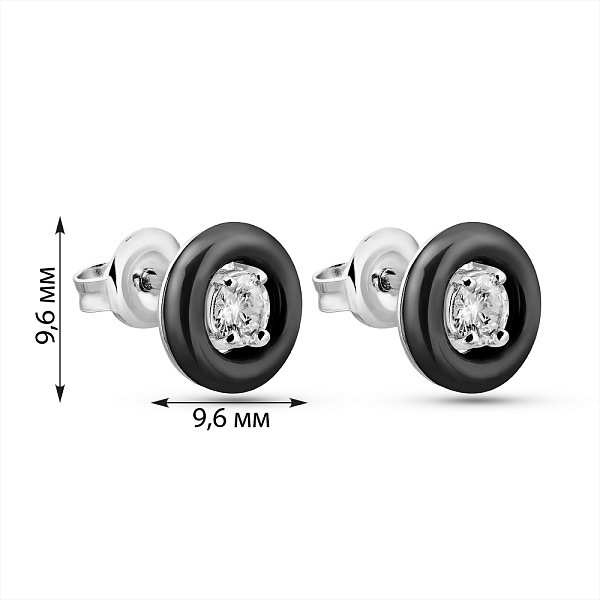 Сережки зі срібла з керамікою і фіанітами (арт. 7518/1904169кмч) – зображення 3