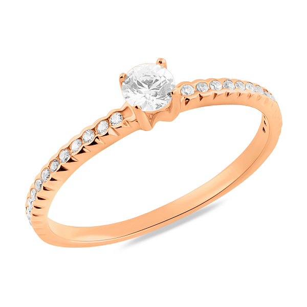 Помолвочное кольцо из красного золота с фианитами (арт. 1191563101) – изображение 1