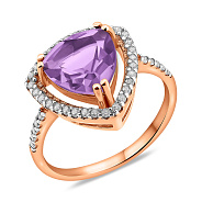 Фото Кольцо из красного золота с аметистом и фианитами (арт. 140637Па)