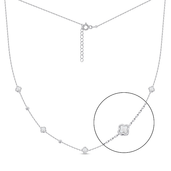 Серебряное колье с белым ониксом (арт. 7507/2323/5об) – изображение 1