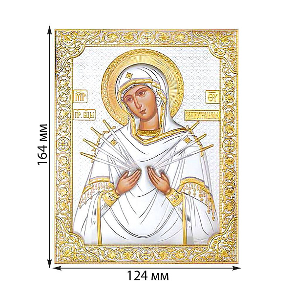 Икона Божья Матерь Семистрельная (124х164 мм) (арт. P-4/006G/K.SC) – изображение 2