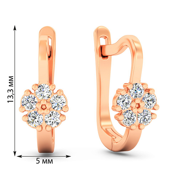 Золотые серьги с фианитами для детей (арт. 110711) – изображение 3